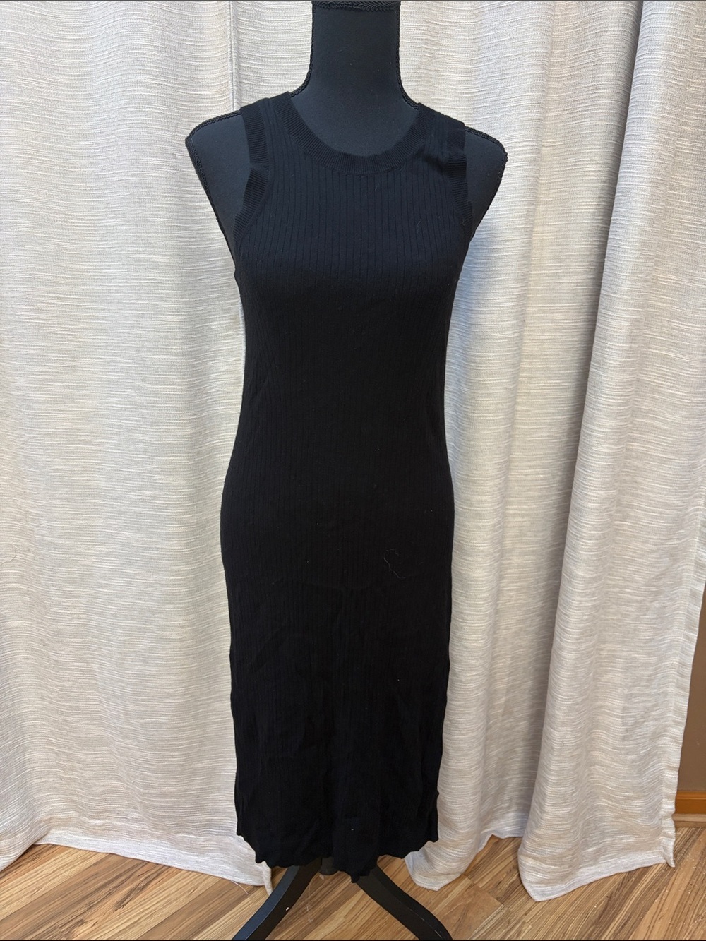 Banana Republic Sleek Black Ribbed Maxi Dresss